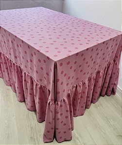 Toalha de mesa cor de Rosa com babado