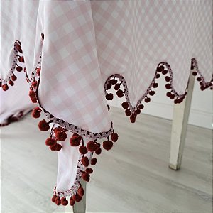 Toalha de mesa xadrez cor de rosa 300 x 150 cm