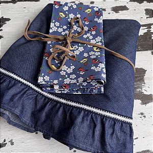 Toalha mesa jeans redonda 170 cm