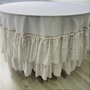 Toalha de Mesa Redonda com Babado Duplo 360 cm