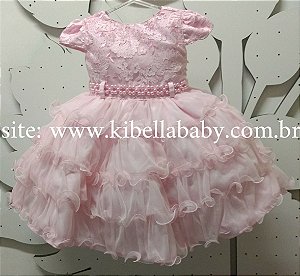 Vestido Infantil Rosa Tam 1 ao 3
