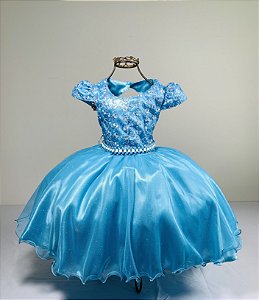 Vestido Glitter Baby Azul Tifany 2140