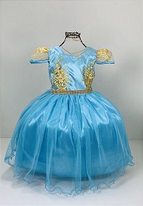 Vestido infantil Azul cinderela 1856