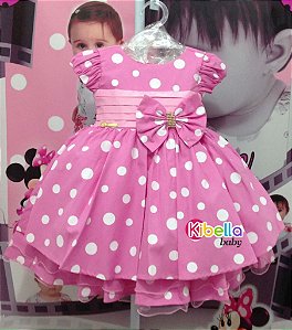 Vestido Minnie Rosa de Festa Disney Luxo - Tam 1 / 3