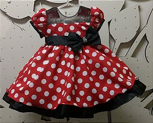 Vestido da Minnie Vermelha com Bolinhas Brancas TAM: 1 ao 3