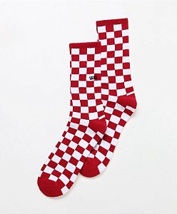 Meia Vans CheckerBoard Crew ll Red 