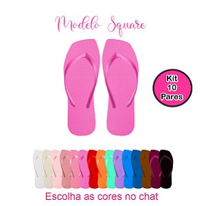 Lote 10 Pares de Chinelos Ponta Quadrada Sandálias Lucapé
