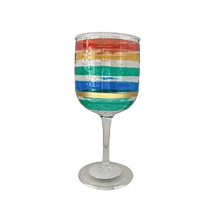 TAÇA ACRÍLICO MULTICOLORIDO LISTRAS (JOGO C/ 6)