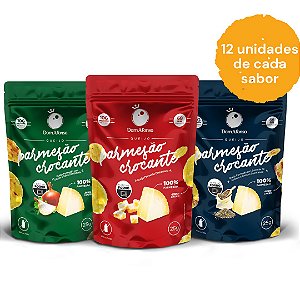 Kit 36 Snacks de Parmesão Crocante - Mix