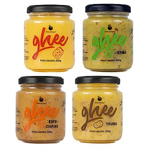 Kit 4 Manteigas Ghee Temperadas - Tradicional, Ervas, Especiarias e Trufas