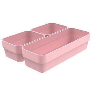 Conjunto Organizador De Gaveta Logic Rosa 3 Peças Médio - Ou