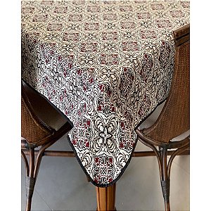 Toalha de Mesa em Jacquard Azulejo Português Marsala