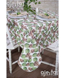 Toalha de Mesa em Jacquard Abacaxi Verde