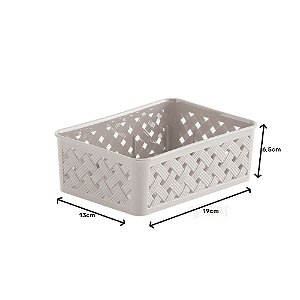 Cesto Organizador Rattan Creme Pequeno