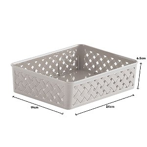 Cesto Organizador Rattan Creme Médio