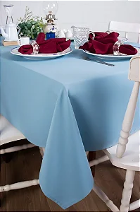 Toalha de Mesa Quadrada em Oxford Azul Bebê