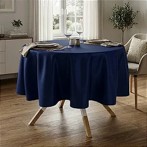 Toalha de Mesa Redonda para Buffet em Oxford Azul Marinho