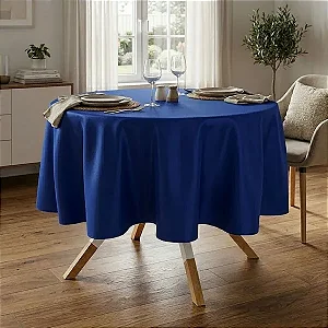 Toalha de Mesa Redonda para Buffet em Oxford Azul Royal