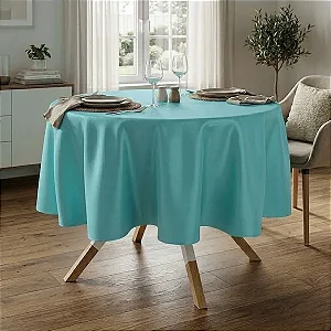 Toalha de Mesa Redonda para Buffet em Oxford Azul Tiffany