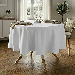 Toalha de Mesa Redonda para Buffet em Oxford Branco