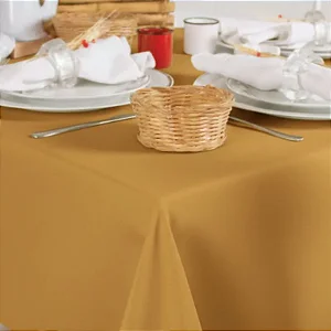 Toalha de Mesa Quadrada em Oxford Dourado