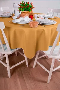 Toalha de Mesa Redonda para Buffet em Oxford Dourado