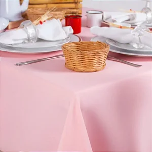Toalha de Mesa Quadrada em Oxford Rosa Bebê