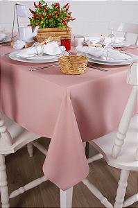 Toalha de Mesa Retangular em Oxford Rosa Envelhecido Rosé