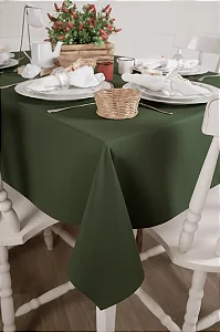 Toalha de Mesa Retangular em Oxford Verde Musgo