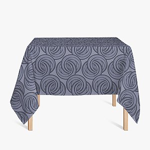 Toalha de Mesa Quadrada em Tecido Jacquard Preto Acinzentado e Prata Argolas Tradicional