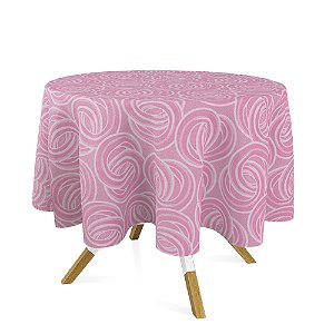 Toalha de Mesa Redonda em Tecido Jacquard Rosa Bebê Argolas Tradicional