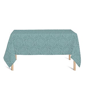 Toalha de Mesa Retangular em Tecido Jacquard Azul Tiffany Argolas Tradicional