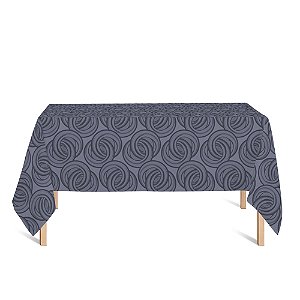 Toalha de Mesa Retangular em Tecido Jacquard Preto Acinzentado e Prata Argolas Tradicional