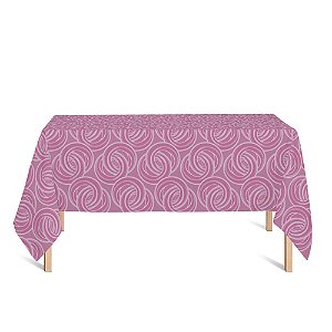 Toalha de Mesa Retangular em Tecido Jacquard Rosa Bebê Argolas Tradicional