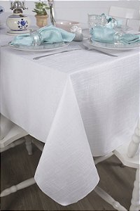 Toalha de Mesa Quadrada em Tecido Jacquard Branco Falso Liso Tradicional