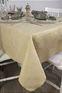 Toalha de Mesa Quadrada em Tecido Jacquard Dourado Falso Liso Tradicional