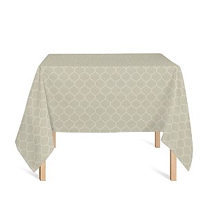 Toalha de Mesa Quadrada em Tecido Jacquard Bege Geométrico Tradicional