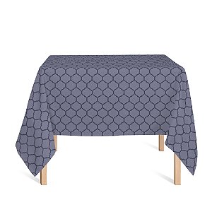 Toalha de Mesa Quadrada em Tecido Jacquard Preto Acinzentado e Prata Geométrico Tradicional