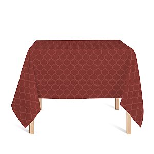 Toalha de Mesa Quadrada em Tecido Jacquard Vermelho Geométrico Tradicional