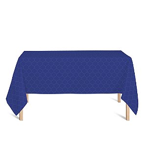 Toalha de Mesa Retangular em Tecido Jacquard Azul Royal Geométrico Tradicional