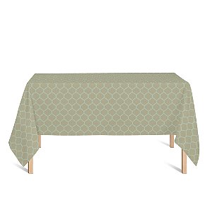 Toalha de Mesa Retangular em Tecido Jacquard Dourado e Turquesa Geométrico Tradicional