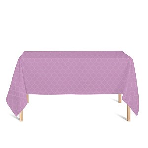 Toalha de Mesa Retangular em Tecido Jacquard Rosa Bebê Geométrico Tradicional
