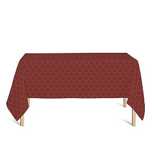 Toalha de Mesa Retangular em Tecido Jacquard Vermelho Geométrico Tradicional