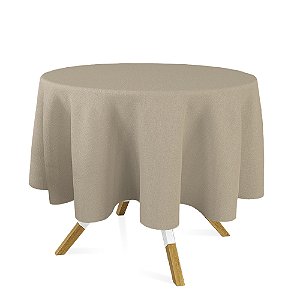 Toalha de Mesa Redonda em Tecido Jacquard Bege e Marfim Liso Tradicional