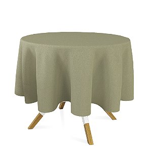 Toalha de Mesa Redonda em Tecido Jacquard Dourado e Turquesa Liso Tradicional
