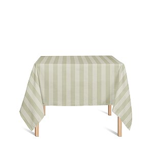Toalha de Mesa Quadrada em Tecido Jacquard Bege Listrado Tradicional