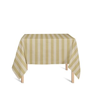 Toalha de Mesa Quadrada em Tecido Jacquard Dourado Listrado Tradicional