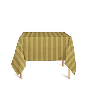 Toalha de Mesa Quadrada em Tecido Jacquard Dourado Ouro Vibrante Listrado Tradicional