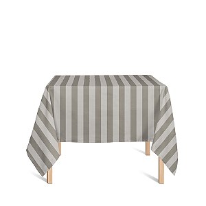 Toalha de Mesa Quadrada em Tecido Jacquard Marrom Acinzentado e Bege Listrado Tradicional