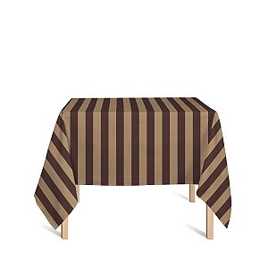 Toalha de Mesa Quadrada em Tecido Jacquard Marsala e Bege Listrado Tradicional